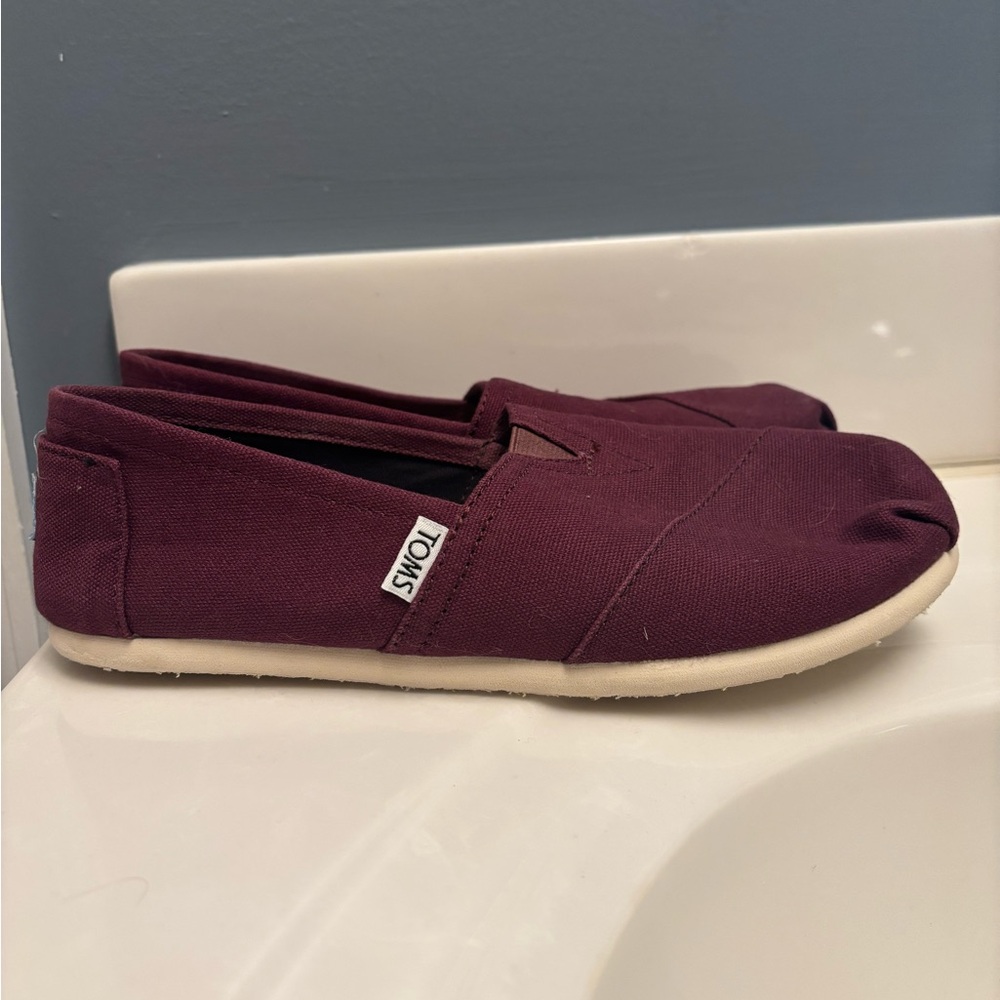 TOMS Maroon Canvas Slip-Ons